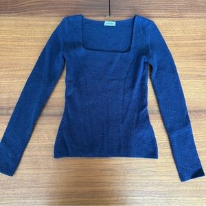 Nanushka Navy Square Neck Long Sleeve Shirt